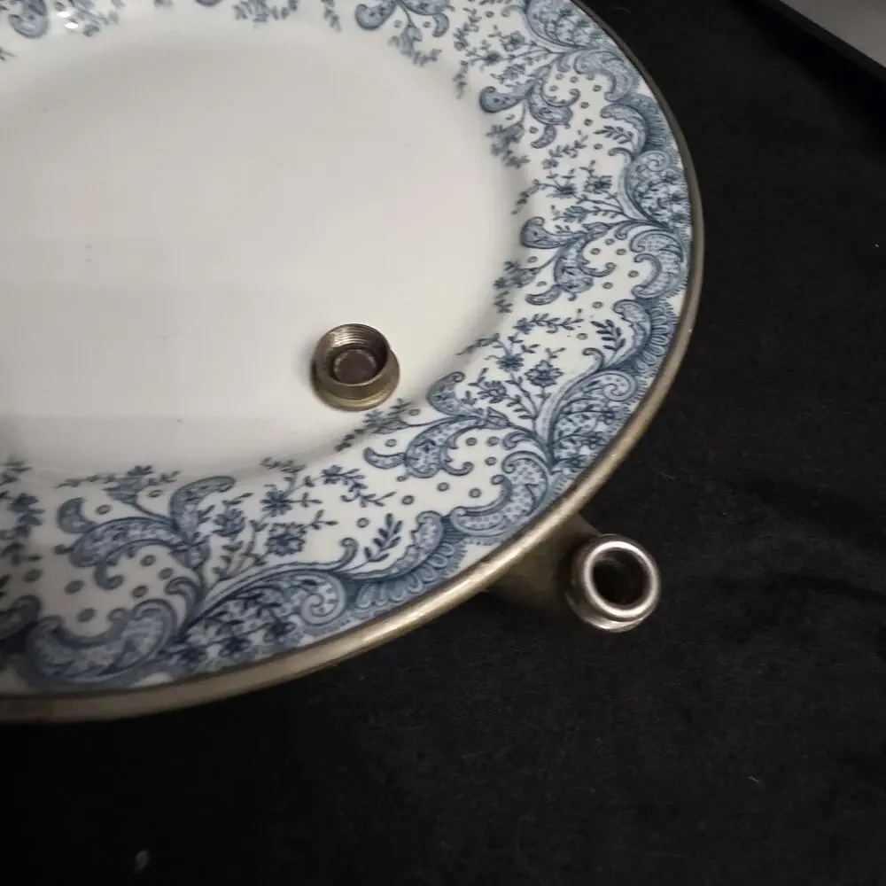 Antique S. Sternau & Co. Brooklyn NY Blue & White Porcelain Plate Serving Holder